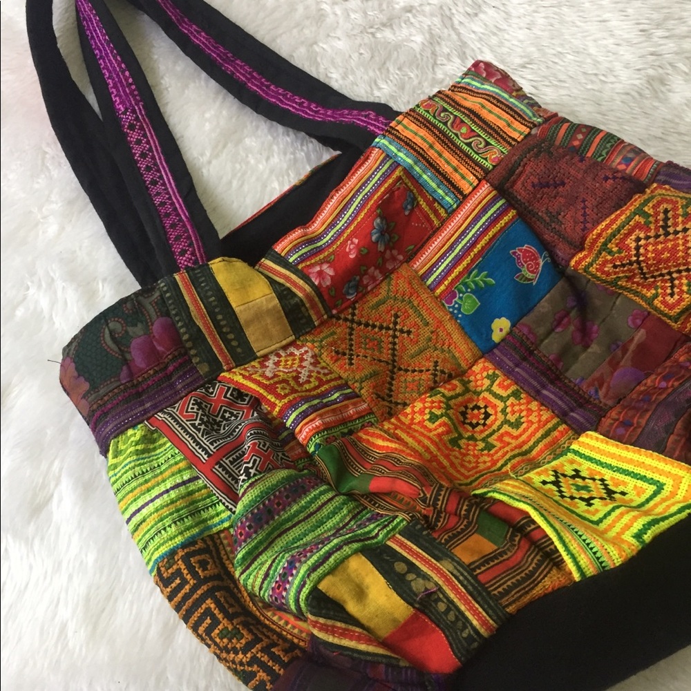 Colorful unique patchwork handmade bag - Picture 5 of 8